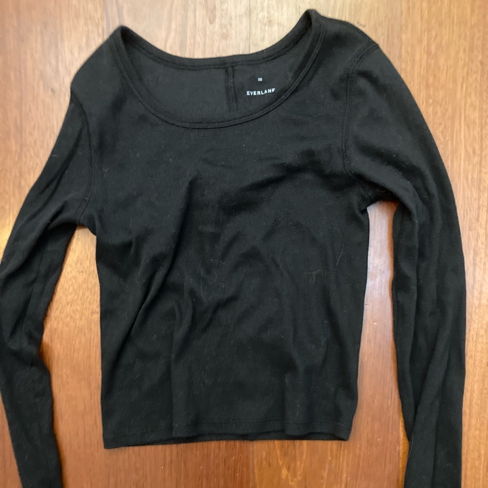 Everlane The Supima Micro Rib Cropped Long-Sleeve Crew XS